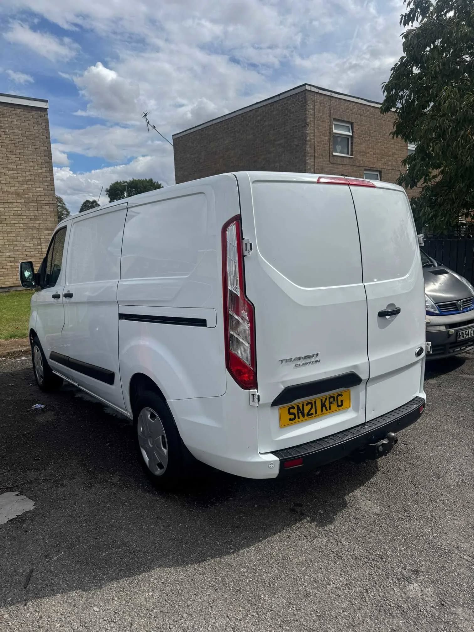 Ford Transit Custom white rear view detailed